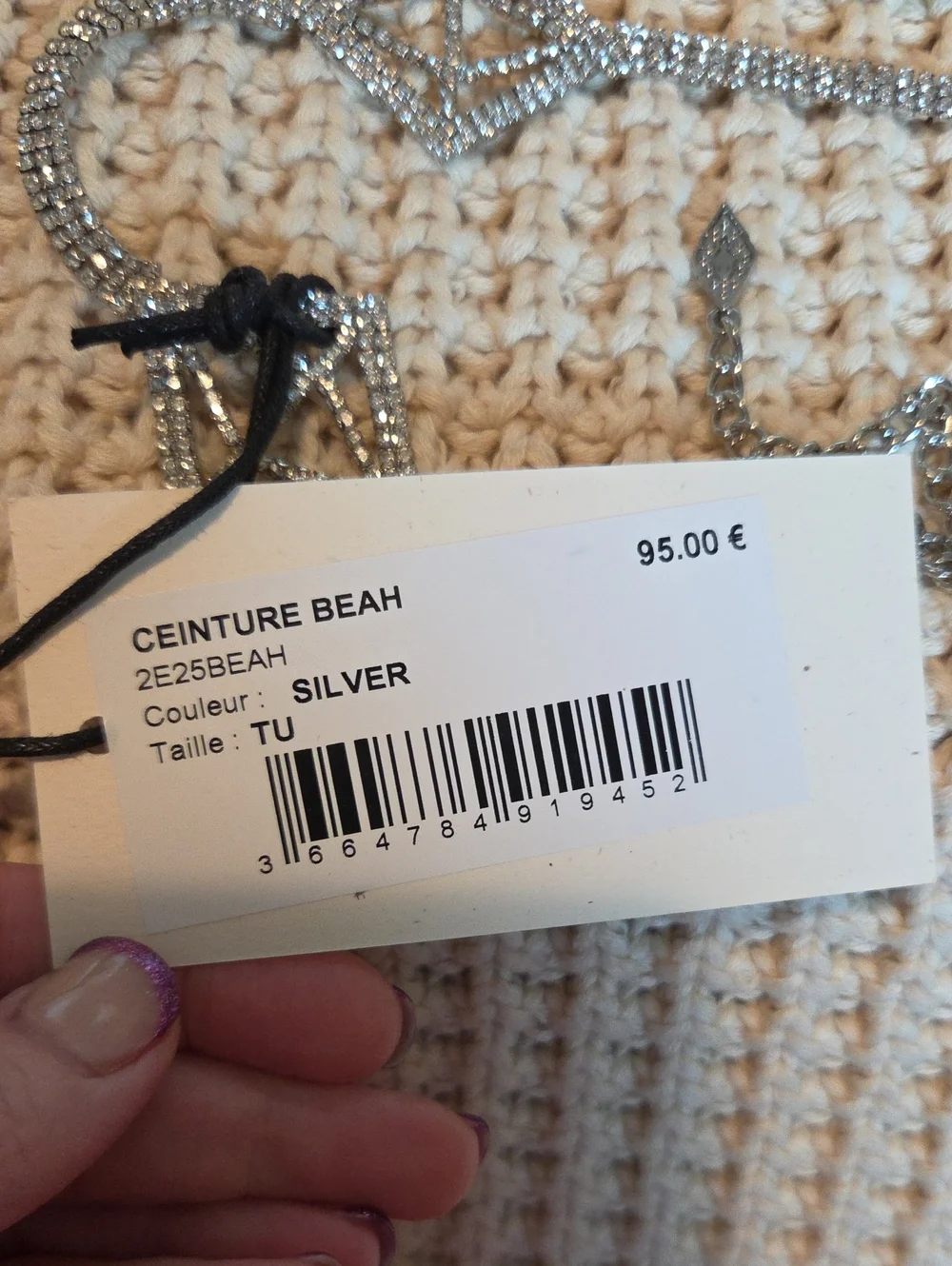 BA&SH BEAH Crystal Embellished Waist Chain Belt - Silver Tone SIZE XS